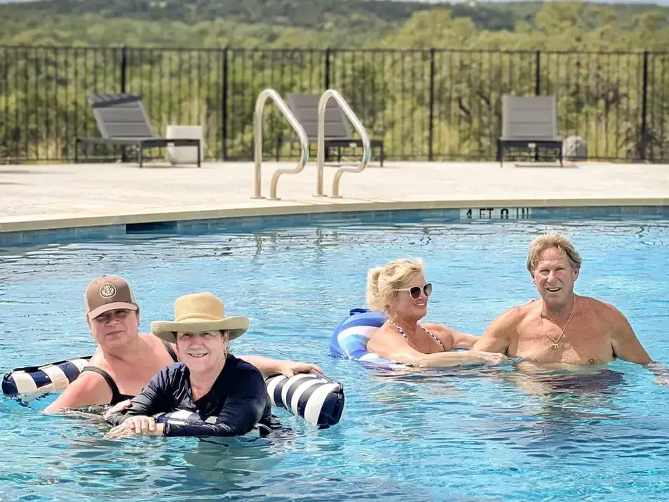 Horseshoe Ridge RV Resort   Wimberley, TX   happy guests in swimming pool