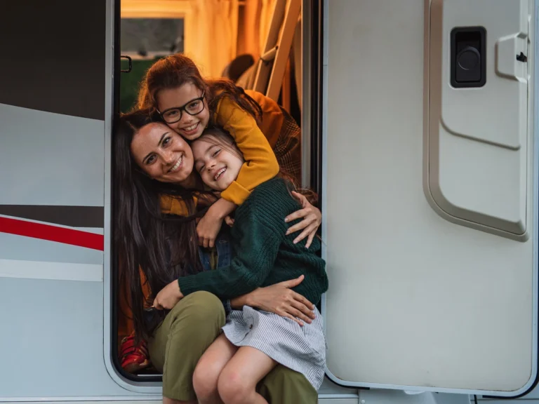 rv trip - happy mother with daughters