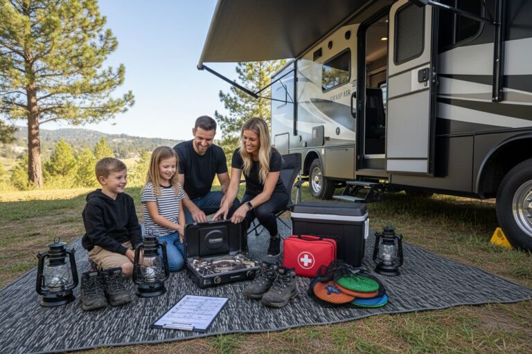 rv camping essentials, family camping, campsite checklist