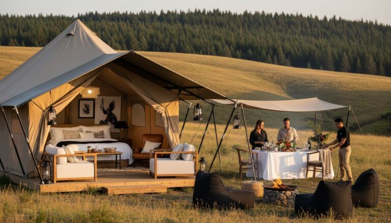 luxury campsite scene