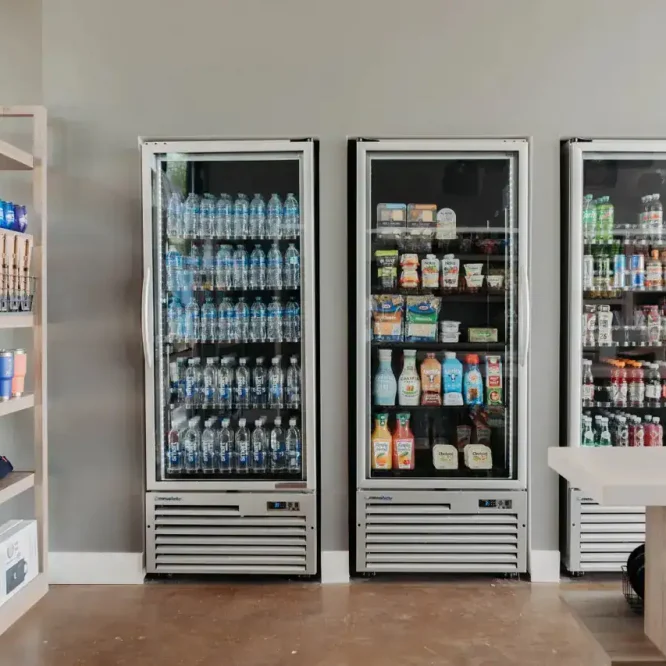 Convenient vending refrigerators at Horseshoe Ridge RV for snacks and drinks.